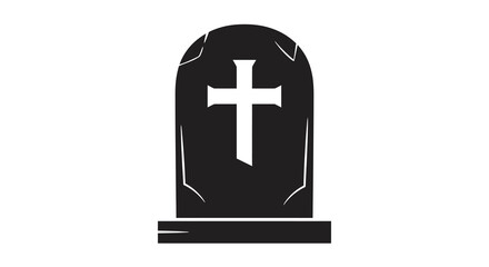 Obraz premium Minimalist headstone with cross design on white background