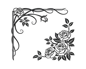 Vintage floral frame with roses for wedding invitation, greeting card