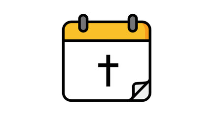 Obraz premium Minimalist church calendar icon with cross in bold outline style