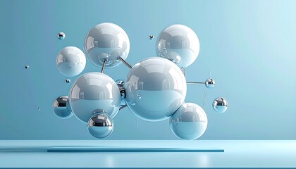 Abstract Molecular Structure on Blue Background.