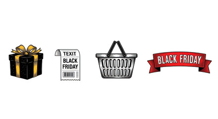 Black Friday shopping spree with gifts receipt and shopping basket.
