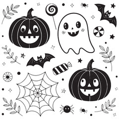 halloween seamless pattern with pumpkins