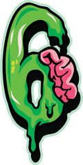Spooky Brain Eater Alphabet Font – A hand-drawn dripping zombie lettering set perfect for your Halloween projects!
This unique zombie-style font features gooey green letters, melting brains, and spook