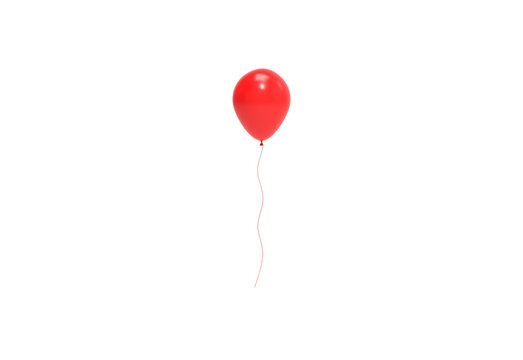 red balloon front view without shadow 3d render