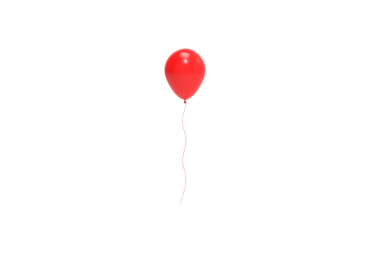 red balloon front view without shadow 3d render