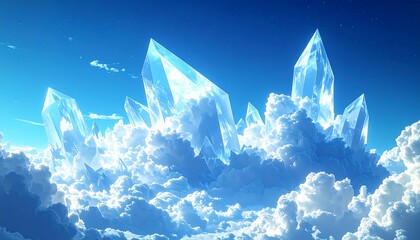 Crystal Peaks in the Sky A Dreamscape of Light and Clouds.