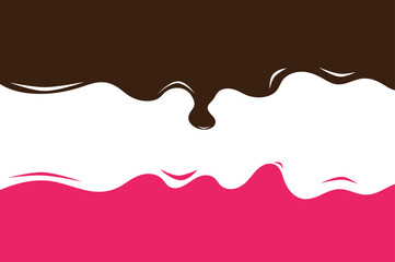 chocolate and strawberry syrup illustration. Melting chocolate and strawberry