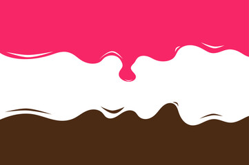 chocolate and strawberry syrup illustration. Melting chocolate and strawberry. Melted brown dripping