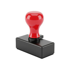 Red rubber stamp on isolated transparent background, symbolizes validation with style
