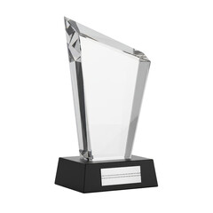 Sleek transparent accolade emblem representing victory and high achievement on transparent stage