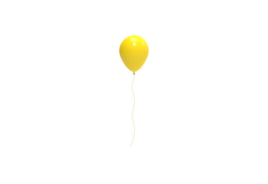 yellow balloon front view without shadow 3d render