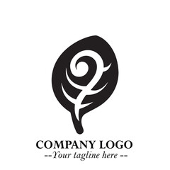 Spinach Logo Symbol in Black on the White Background Minimalist Leaf Vegetable Illustration