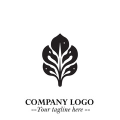 Spinach Logo Symbol in Black on the White Background Minimalist Leaf Vegetable Illustration