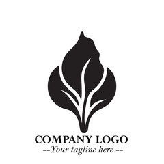 Spinach Logo Symbol in Black on the White Background Minimalist Leaf Vegetable Illustration