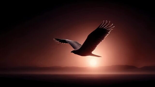 Eagle Soaring in the Dawn Sunlight