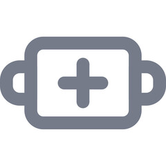 Fototapeta premium Gray Medical Health Icon Symbol With Plus Sign Inside Rectangle Frame Outline On Transparent Background