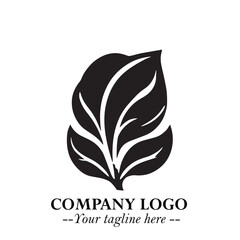 Spinach Logo Symbol in Black on the White Background Minimalist Leaf Vegetable Illustration