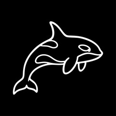 Whale logo vector illustration template. Simple design of beauty animals black and white