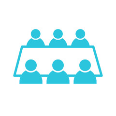 Meeting room. Isolated on white background. Blue icon