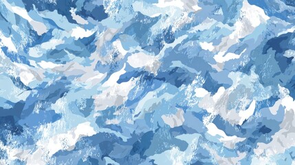 Obraz premium Striking Camouflage Design in Crystal Blue Tones with Icy Patterns for Unique Artistic Inspiration