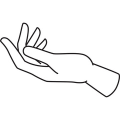 Line Art Open Palm Hand Reaching Out Offering Presenting Empty Space With Transparent Background Black Outline