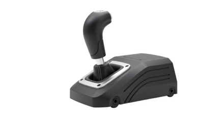 Black gaming shift lever with clean, rendered style presents a product photography or automotive design potential.
