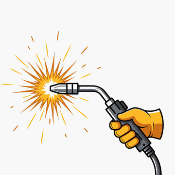 Welder's Torch with Sparks Illustration for Industrial Projects