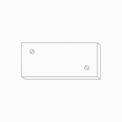 Minimalist outline icon of a rectangular plate or panel fastened with two screws, a simple technical line art vector illustration on a white background