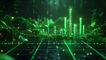 Green Technology Digital Cityscape Background.