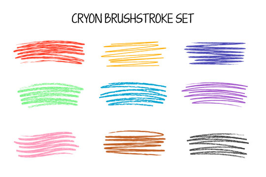 Crayon Brushstroke Set &ndash; Colorful Hand-Drawn Vector Strokes