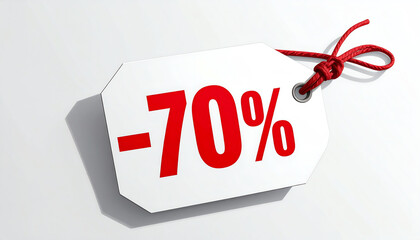 Discount price tag showing a huge 70% off sale, perfect for promotions and marketing campaigns.