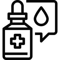 Medical Bottle With Cross Symbol and Water Drop Icon Representing Health Care and Medicine Delivery In A Clean Line Art Style