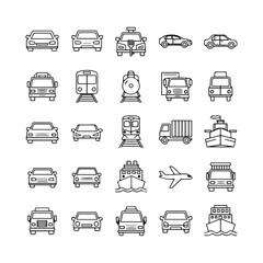 Transportation icons arrayed in a grid
