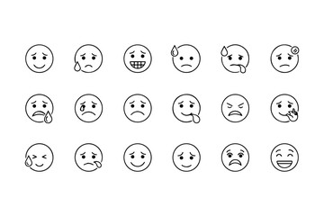 Row of emoji icons show a variety of moods including happiness sadness anger and sickness
