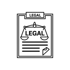 A legal document illustration with scale of justice lines and paper icon