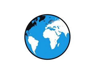 Fototapeta premium A simplified, two-dimensional illustration of the Earth from a side-on perspective, showcasing the continents. The oceans are colored blue