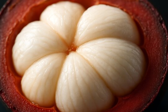 Mangosteen Pulp Macro Close Up &ndash; Juicy Tropical Fruit Texture, Purple Tones
