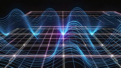 Animated waveform visualization with grid background for data representation and analysis - Powered by Adobe