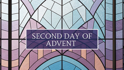 Second day of advent illuminated by a vibrant stained glass window evoking a sense of spiritual anticipation and festive celebration during the holiday season