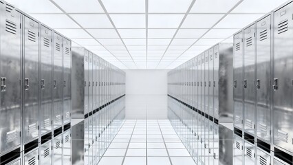 Obraz premium Row of metal lockers in a hallway