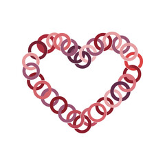 Heart shape created from colorful interlocking rings symbolizing love and connection vector