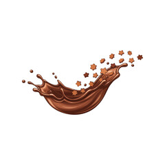 Delicious chocolate splash and swirl with tiny cocoa pieces isolated vector