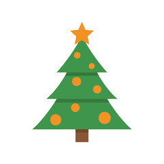 Festive flat style christmas tree with star and ornaments for holiday celebrations vector