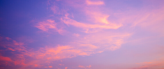 Cloud and sky backdrop in the morning and evening,Dusk sky background in the evening with sunset cloud and natural gradient light on colorful panoramic twilight sky backdrop