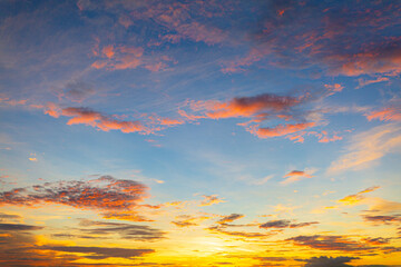 Morning and evening cloud and sky backdrop,Dusk sky background in the evening with sunset cloud and natural gradient light on colorful panoramic twilight sky backdrop.