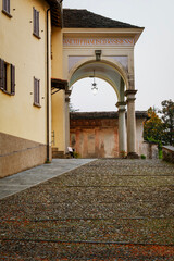View of the Sacro Monte di Orta (Piedmont, Northern Italy). Is a christian worship place, dedicated to St. Francis of Assisi, and UNESCO heritage site since 2003.