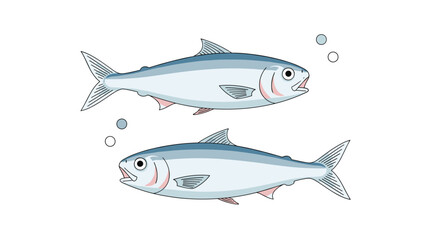 Obraz premium Two small fish swimming in clear blue water surrounded by tiny bubbles.