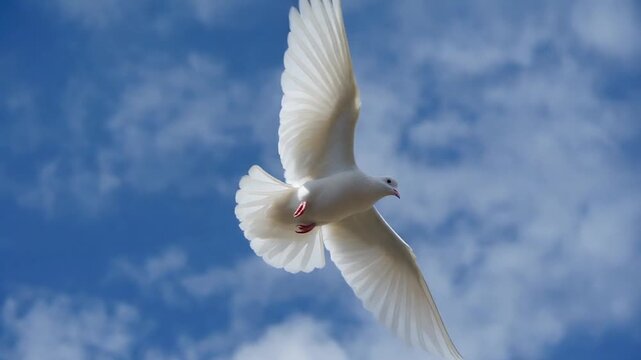 空を飛ぶ白い鳩