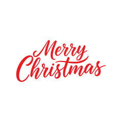 Fototapeta premium Elegant merry christmas script lettering in red calligraphy for holiday greetings and design projects vector