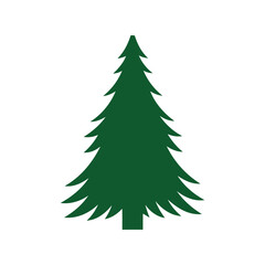 Vibrant green evergreen tree silhouette for winter holidays and nature concepts vector